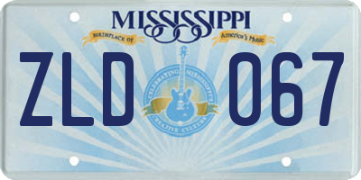 MS license plate ZLD067