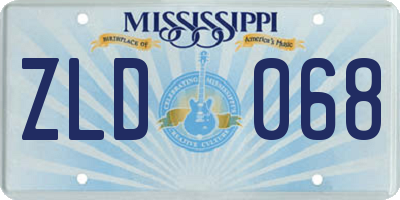 MS license plate ZLD068