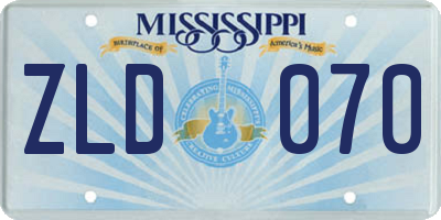 MS license plate ZLD070
