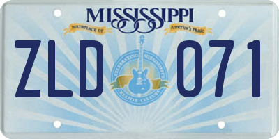 MS license plate ZLD071