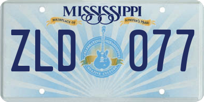 MS license plate ZLD077