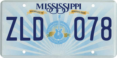 MS license plate ZLD078