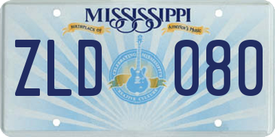 MS license plate ZLD080