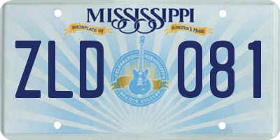 MS license plate ZLD081