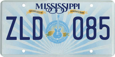 MS license plate ZLD085