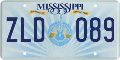 MS license plate ZLD089