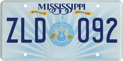 MS license plate ZLD092
