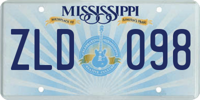 MS license plate ZLD098