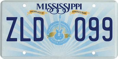 MS license plate ZLD099