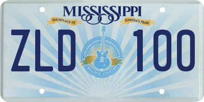 MS license plate ZLD100