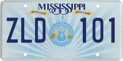 MS license plate ZLD101