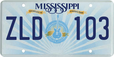 MS license plate ZLD103