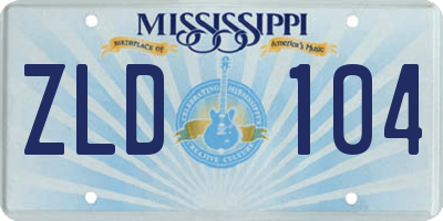 MS license plate ZLD104
