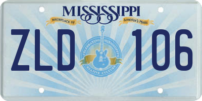 MS license plate ZLD106