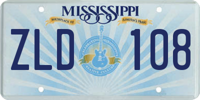 MS license plate ZLD108