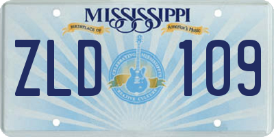 MS license plate ZLD109