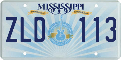 MS license plate ZLD113