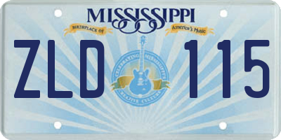MS license plate ZLD115