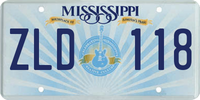 MS license plate ZLD118