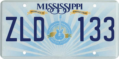 MS license plate ZLD133