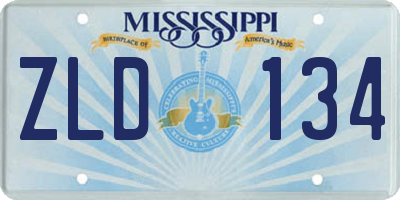 MS license plate ZLD134
