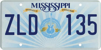 MS license plate ZLD135