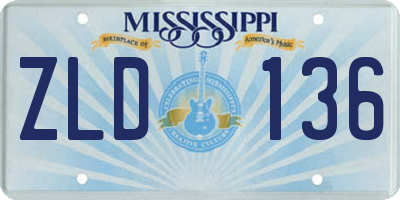 MS license plate ZLD136