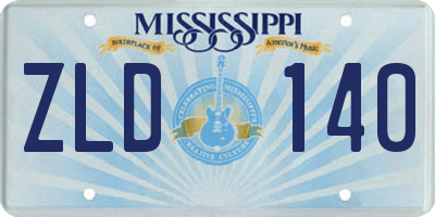 MS license plate ZLD140