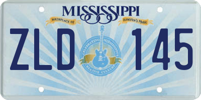 MS license plate ZLD145