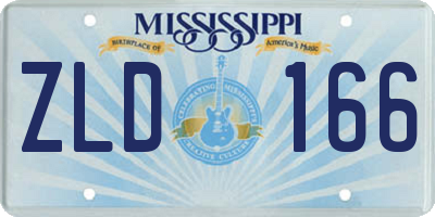 MS license plate ZLD166