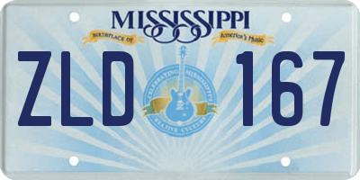 MS license plate ZLD167