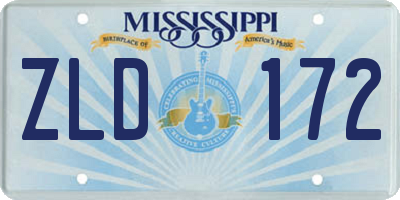 MS license plate ZLD172