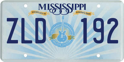 MS license plate ZLD192