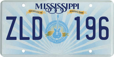 MS license plate ZLD196
