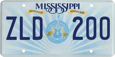 MS license plate ZLD200