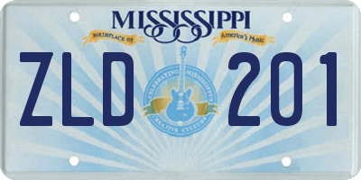 MS license plate ZLD201