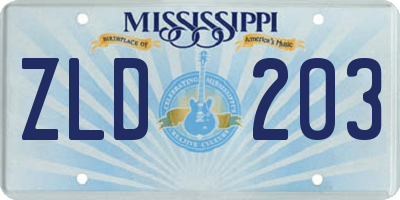 MS license plate ZLD203