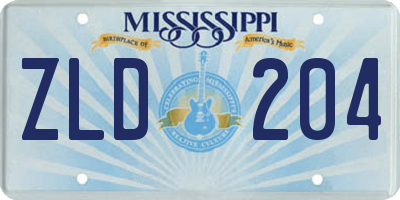MS license plate ZLD204