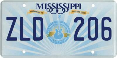 MS license plate ZLD206