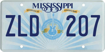 MS license plate ZLD207