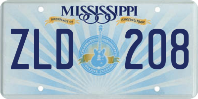 MS license plate ZLD208