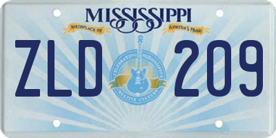 MS license plate ZLD209