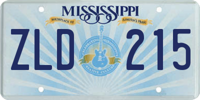 MS license plate ZLD215