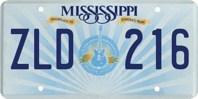 MS license plate ZLD216