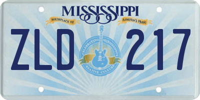MS license plate ZLD217
