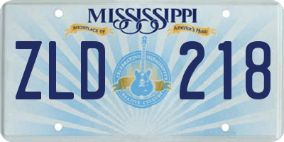 MS license plate ZLD218