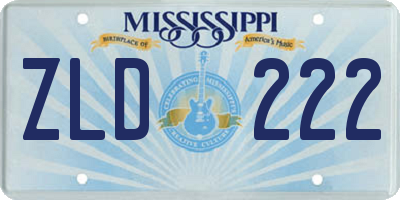 MS license plate ZLD222