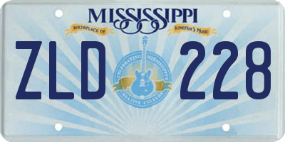 MS license plate ZLD228