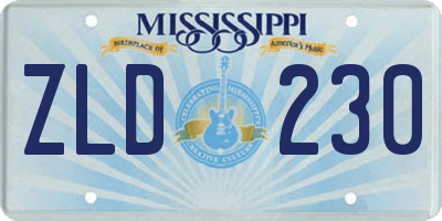 MS license plate ZLD230