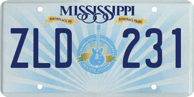 MS license plate ZLD231
